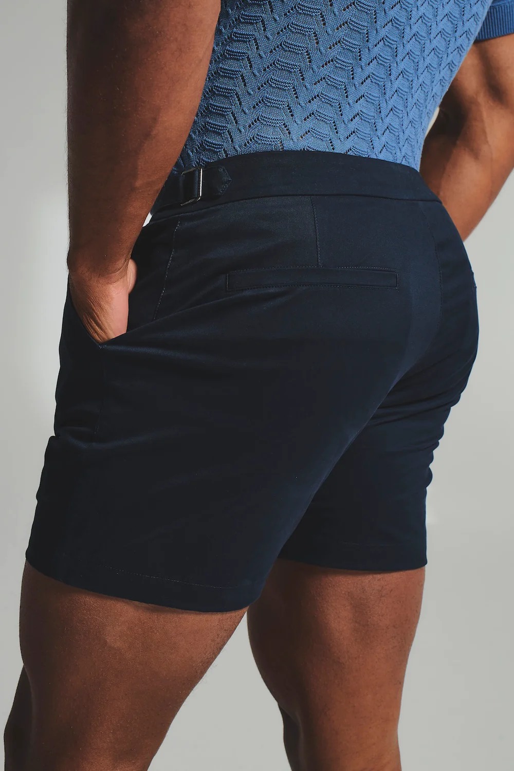 Smart Chino Side Adjuster Shorts in Navy - Image 6