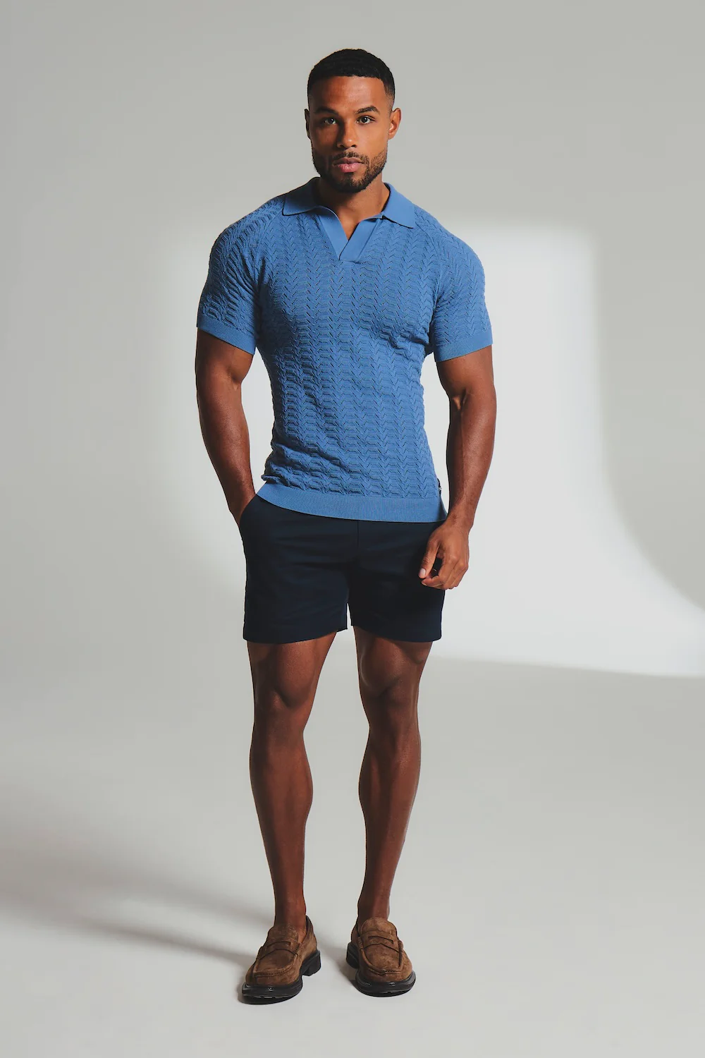 Smart Chino Side Adjuster Shorts in Navy - Image 7