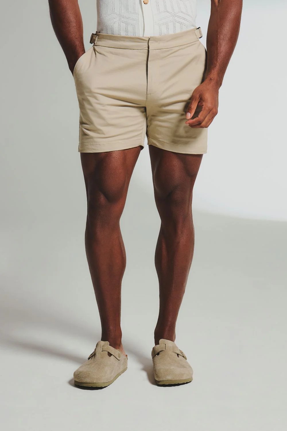 Smart Chino Side Adjuster Shorts in Stone