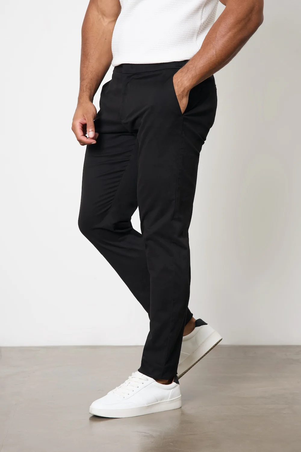 Smart Chino Side Adjuster Trousers in Black - Image 4