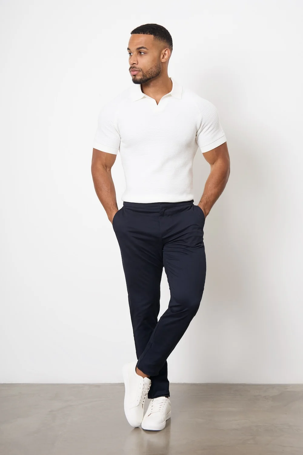 Smart Chino Side Adjuster Trousers in Navy - Image 6