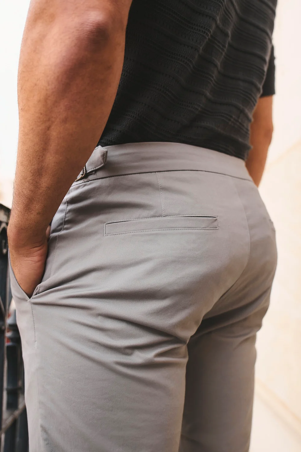 Smart Chino Side Adjuster Trousers in Pale Grey - Image 9