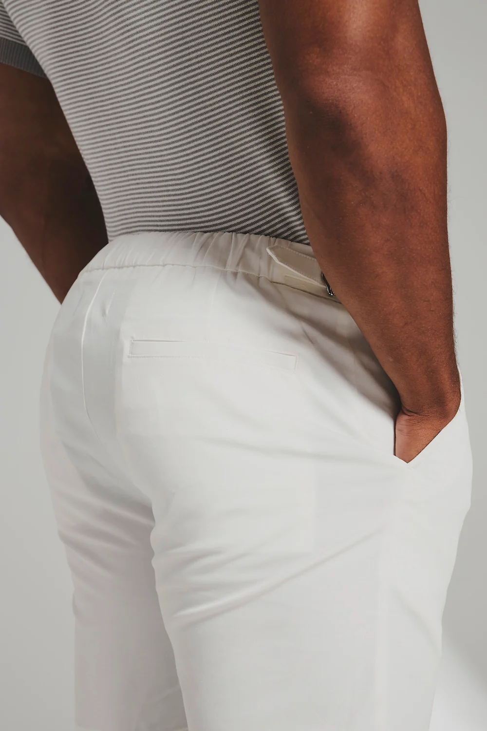 Smart Pleated Cotton Side Adjust Shorts in White - Image 6