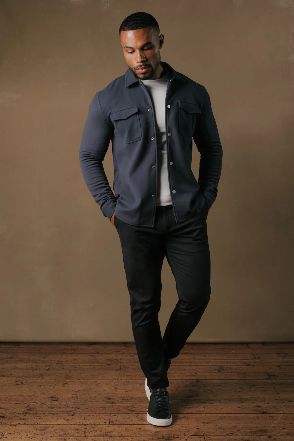Soft Brushed Overshirt in Airforce - Image 2