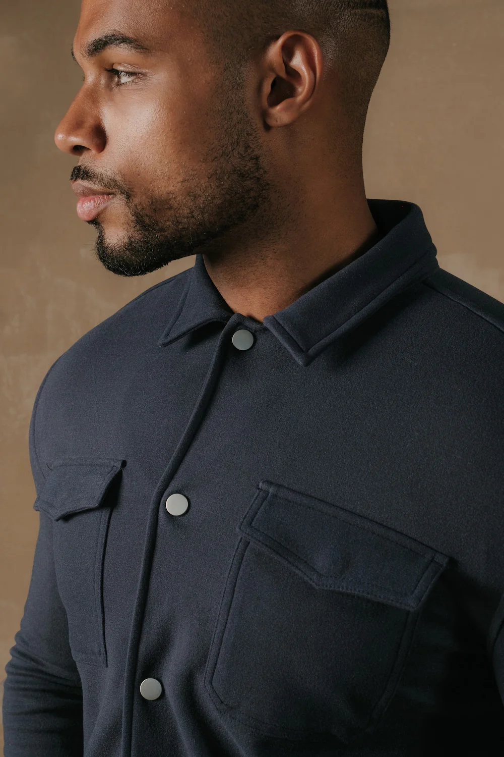 Soft Brushed Overshirt in Airforce - Image 3