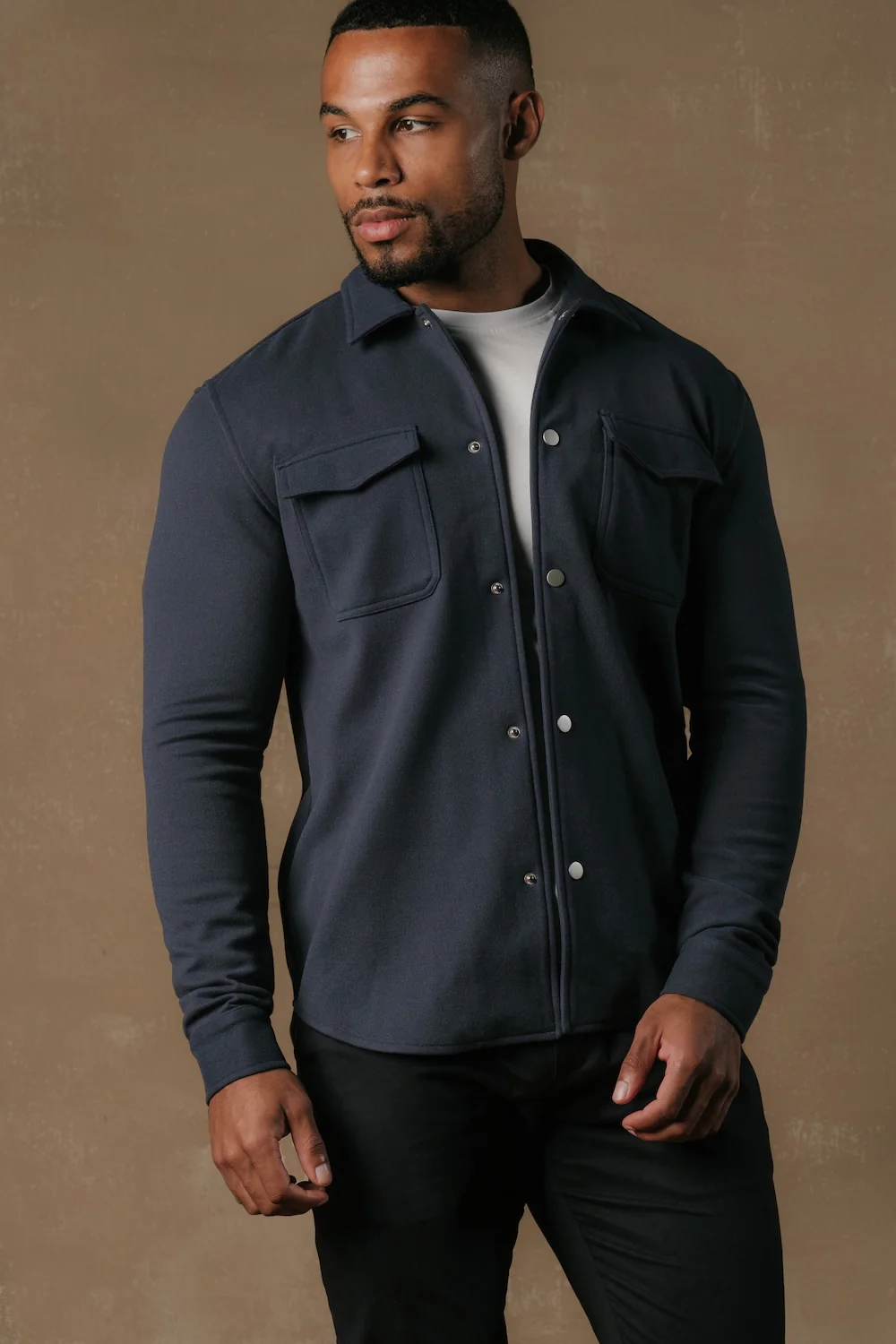 Soft Brushed Overshirt in Airforce - Image 4