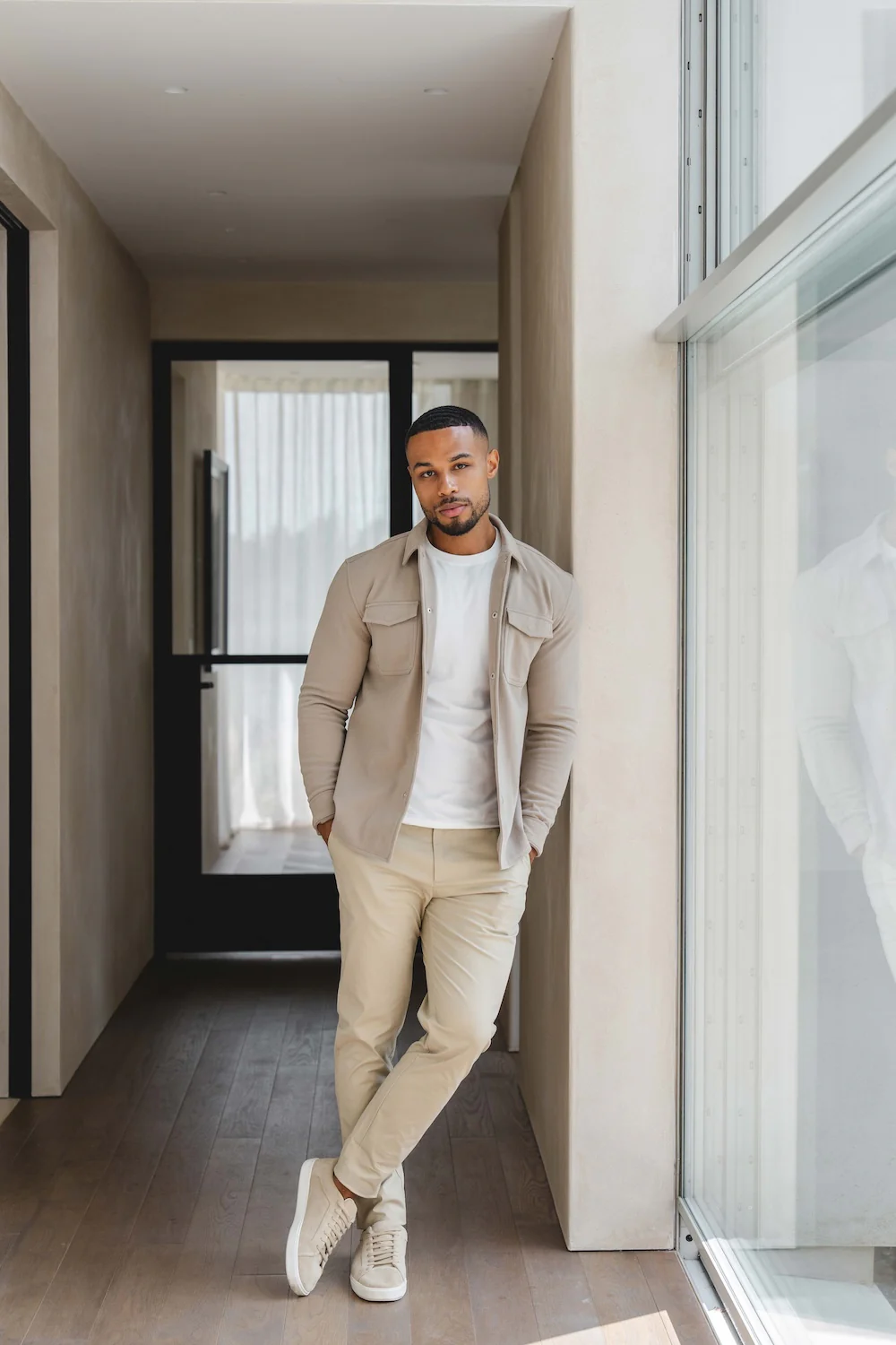 Soft Brushed Overshirt in Stone - Image 2