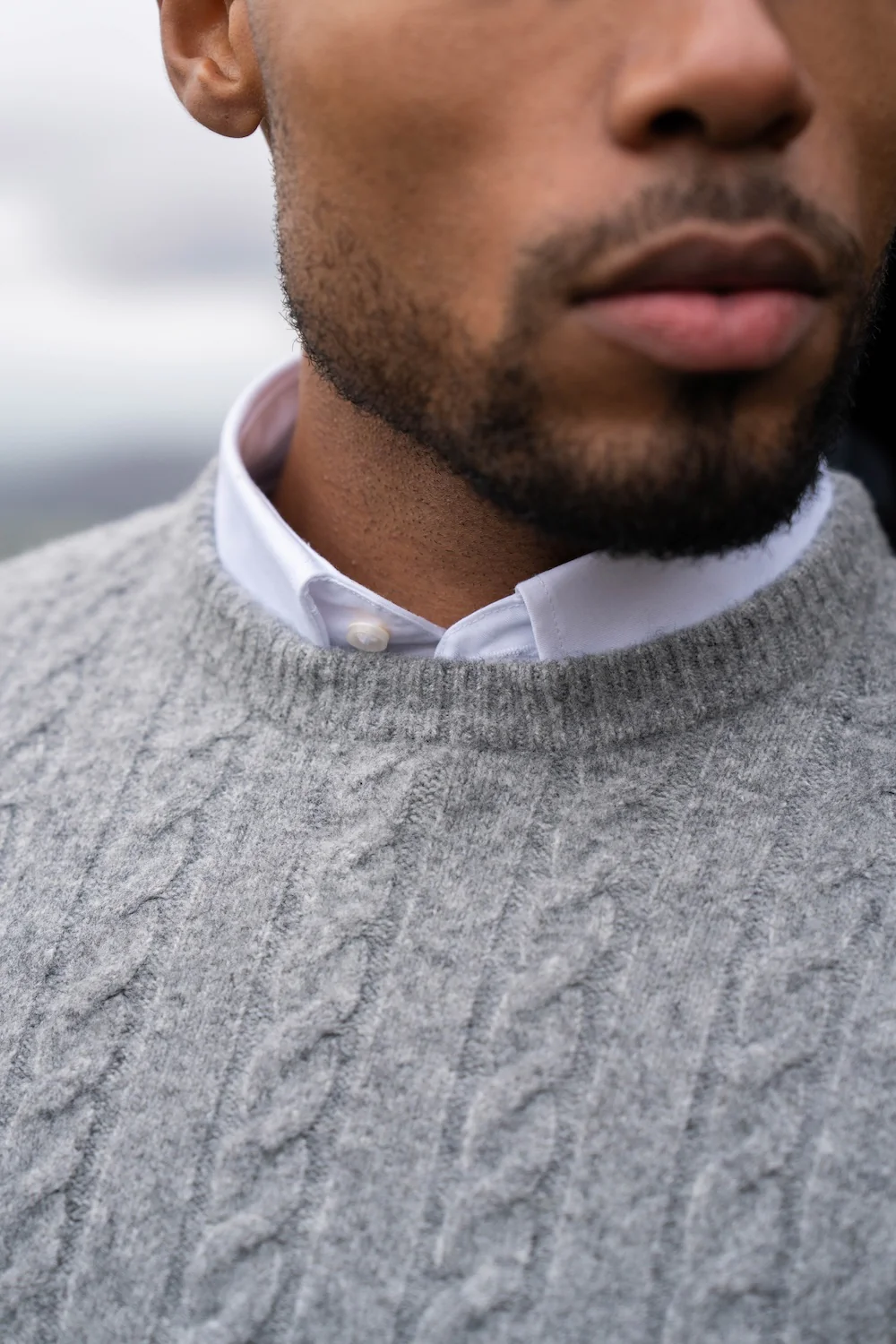 Soft Cable Crew Neck Jumper in Mid Grey - Image 2