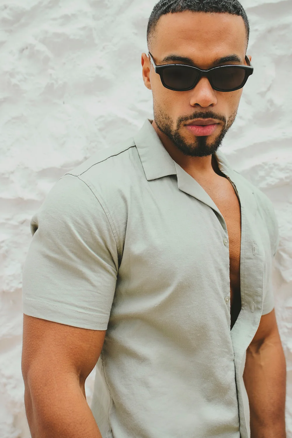 Stretch Linen Blend Cuban Collar Shirt in Soft Sage - Image 6