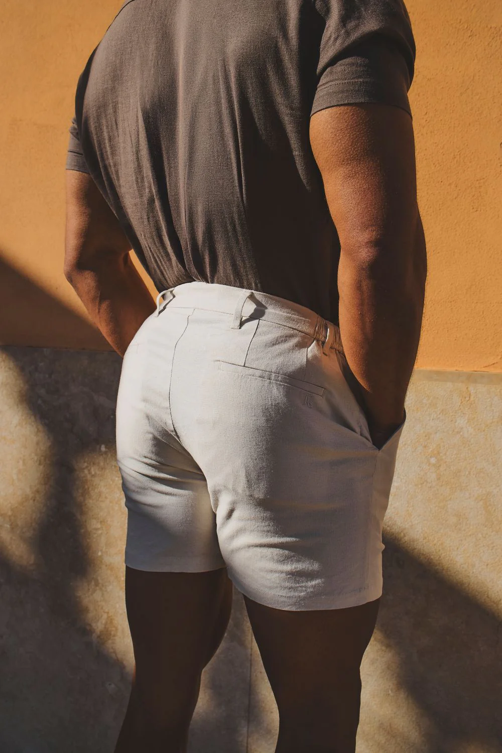 Stretch Smart Linen Blend Short in Stone - Image 6