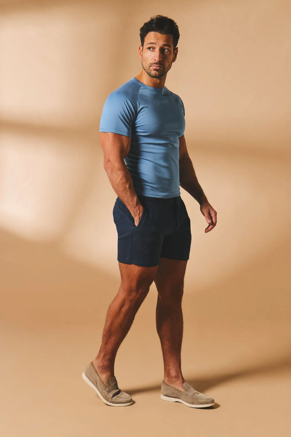 Textured Jersey Shorts In Navy - Image 2