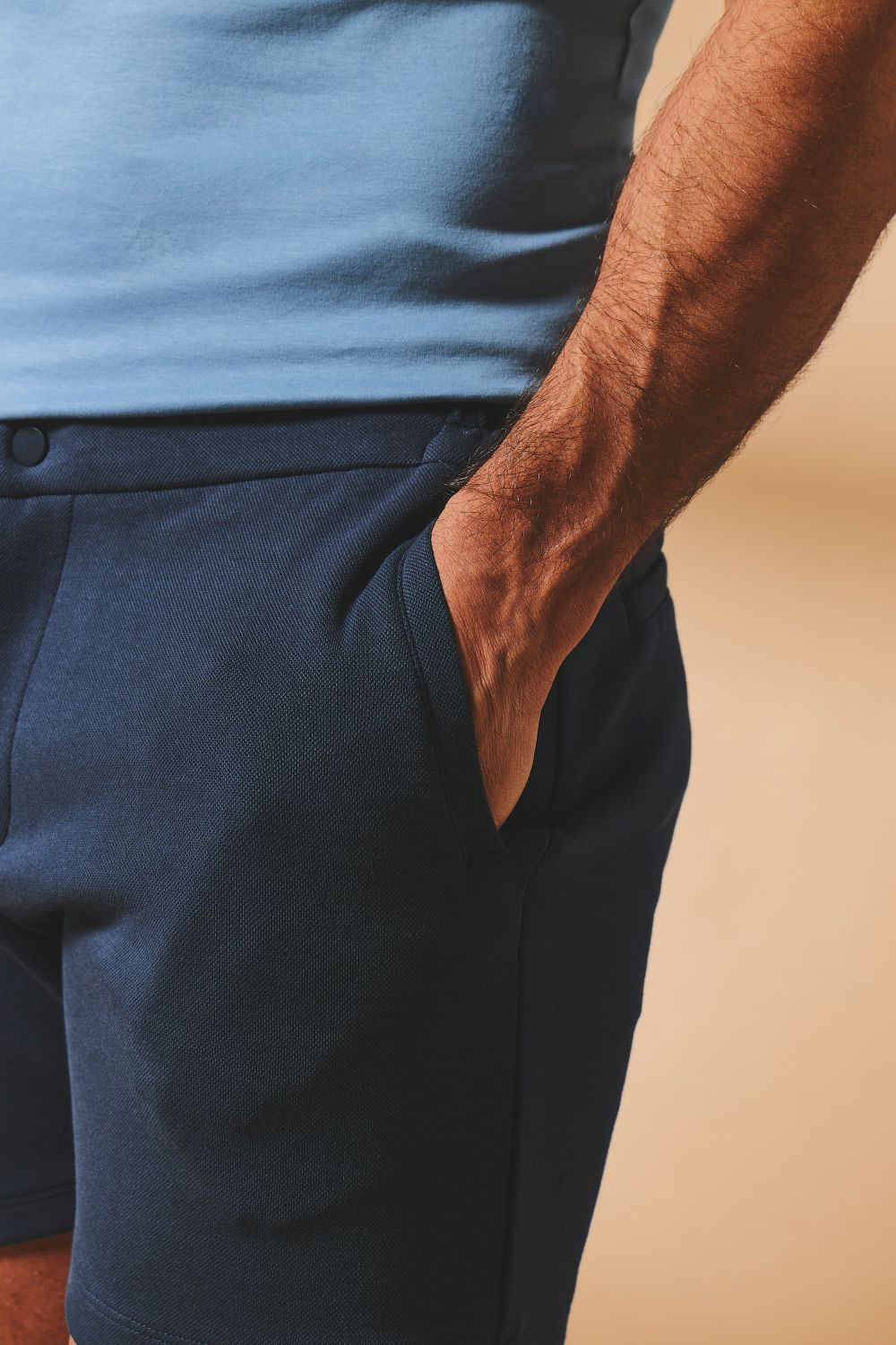 Textured Jersey Shorts In Navy - Image 5