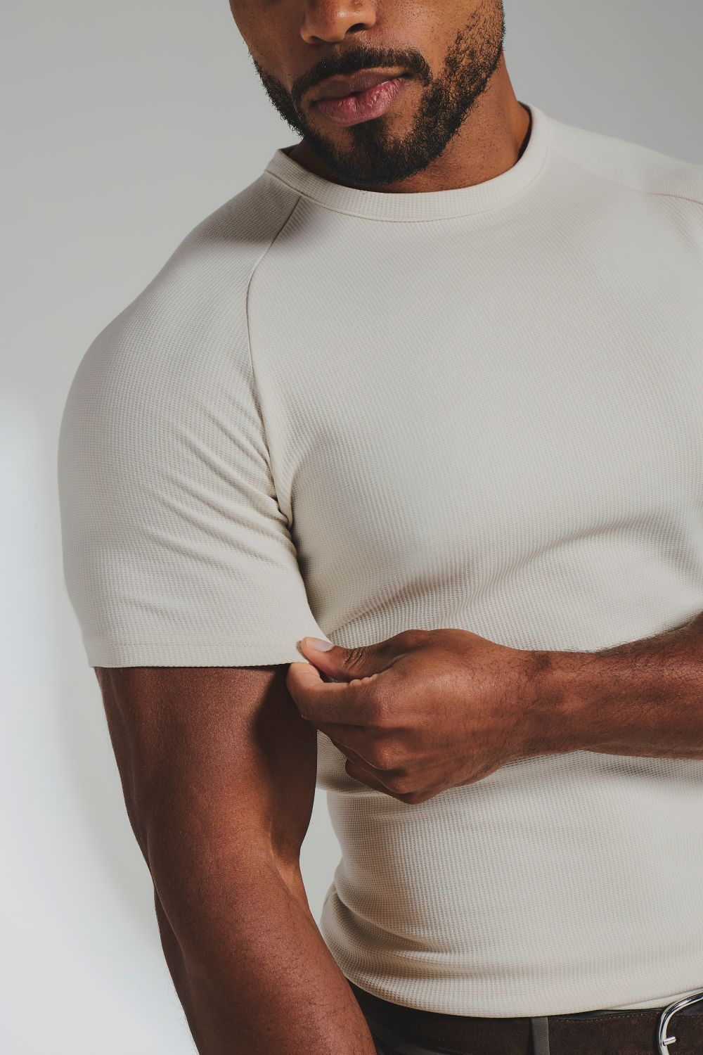 Textured Jersey T-Shirt in Alabaster - Image 4
