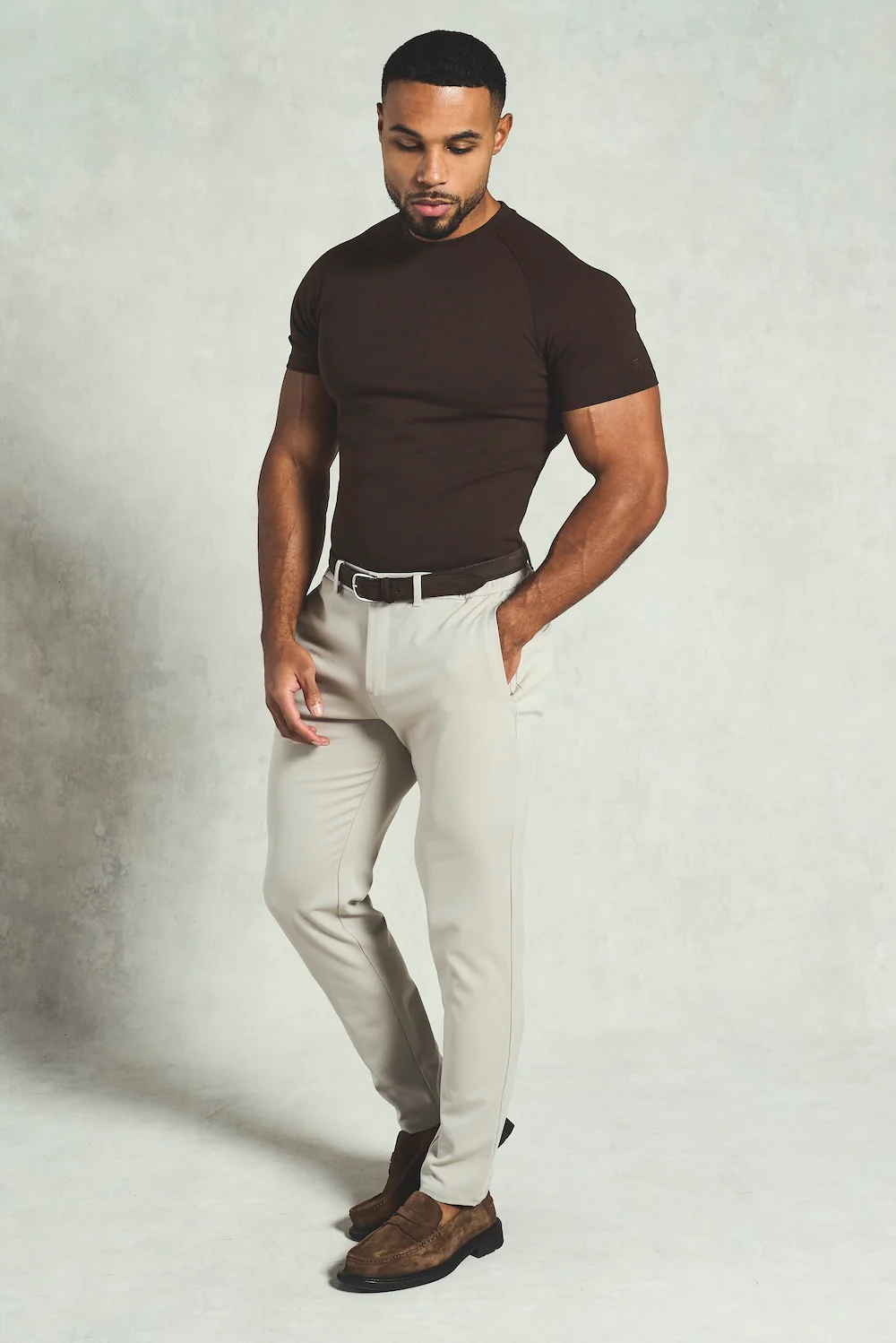 Textured Jersey T-Shirt in Chocolate - Image 3