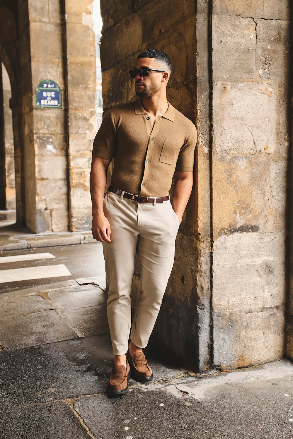 Textured Knitted Shirt in Chestnut - Image 3