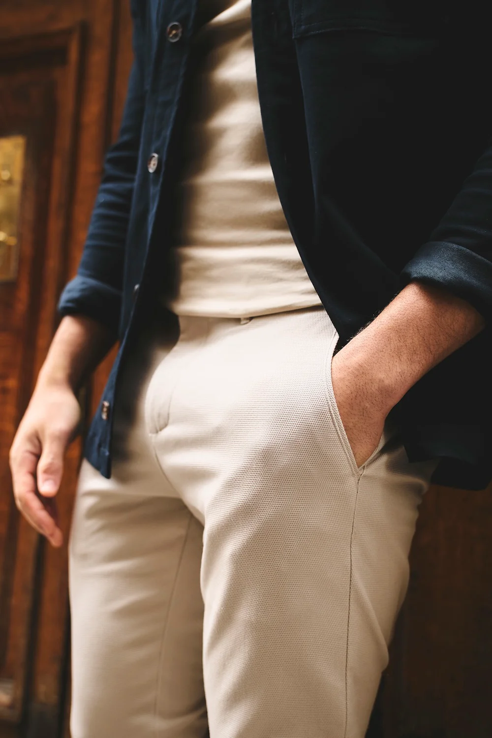 Textured Trousers in Stone - Image 2
