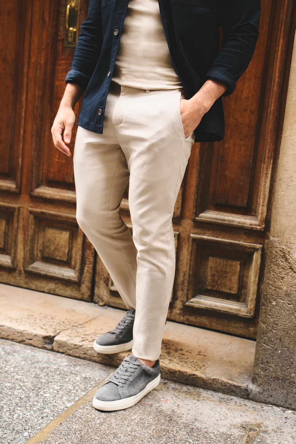 Textured Trousers in Stone - Image 4
