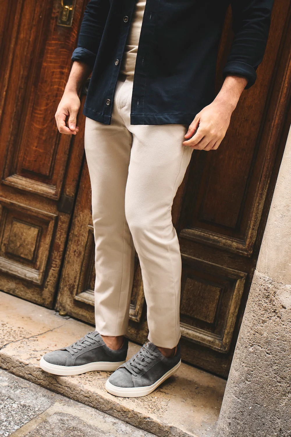 Textured Trousers in Stone - Image 6