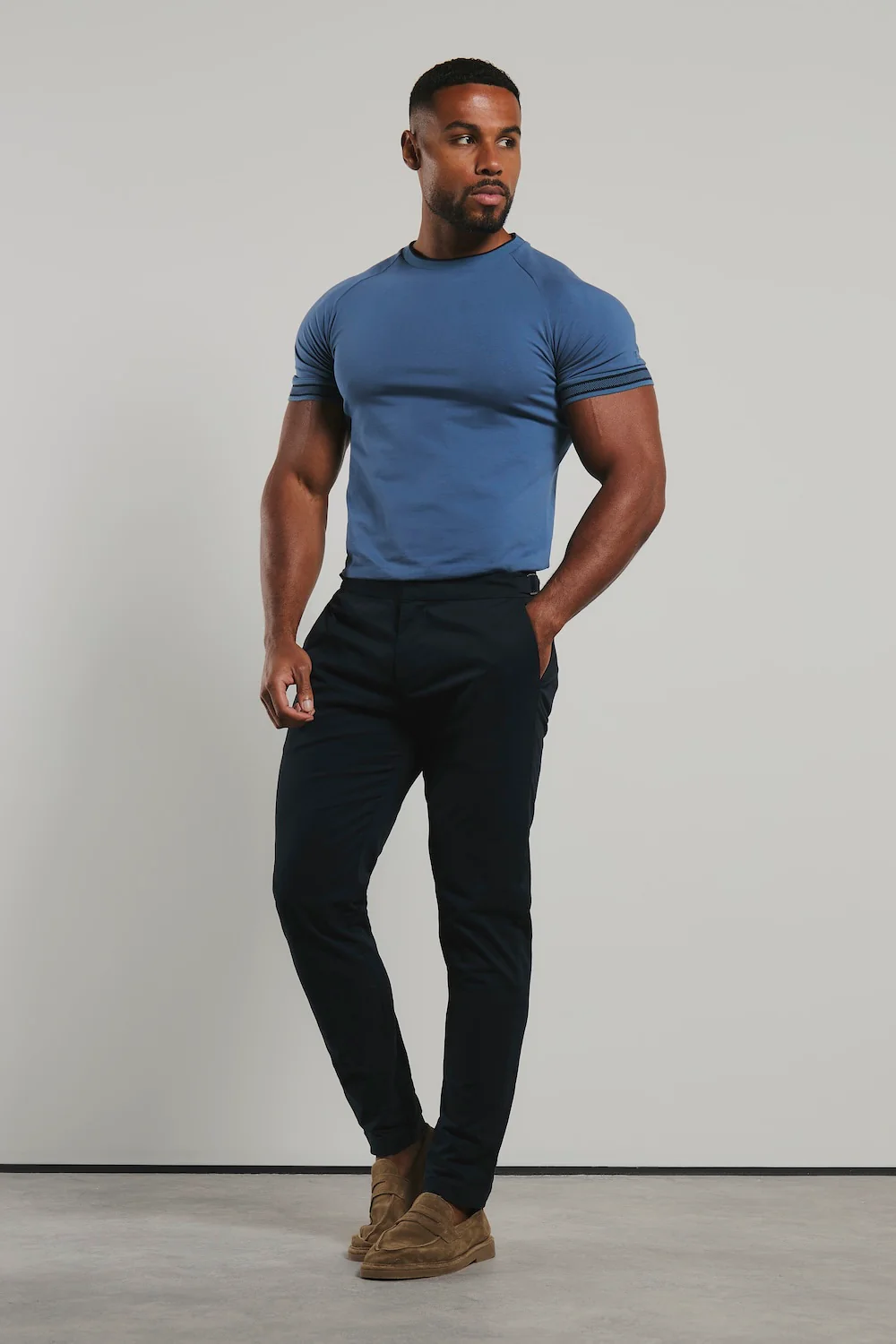 Tipped Fashion Fit T-Shirt in Airforce and Navy - Image 3
