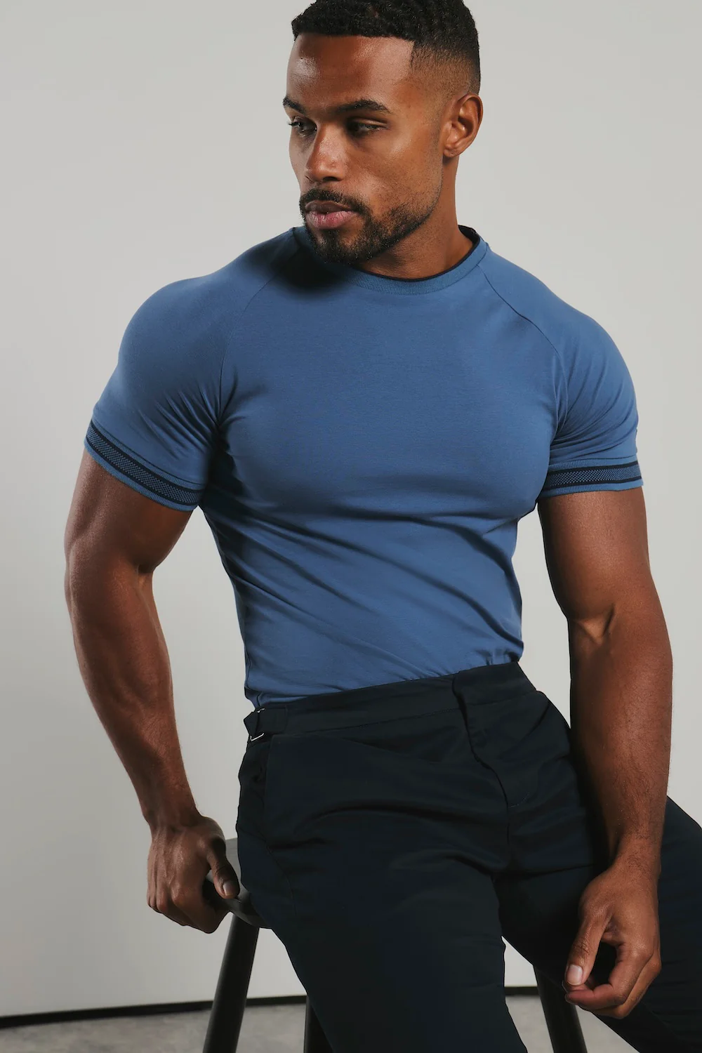 Tipped Fashion Fit T-Shirt in Airforce and Navy - Image 5