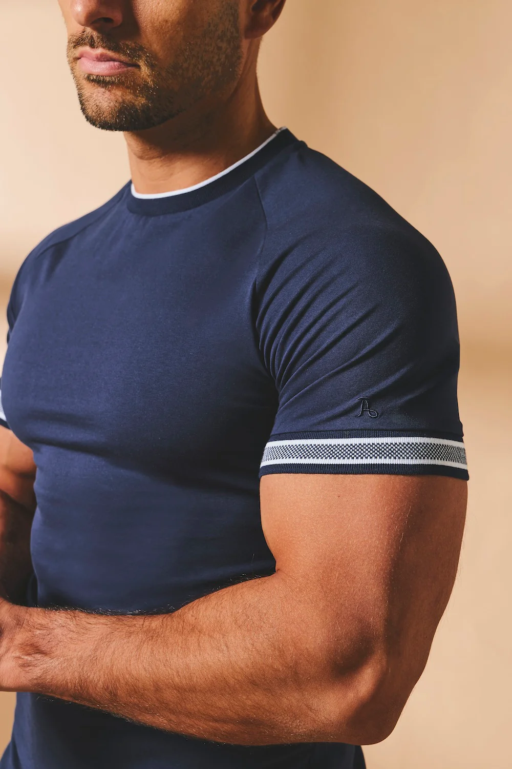 Tipped Fashion Fit T-Shirt in Navy and White - Image 2