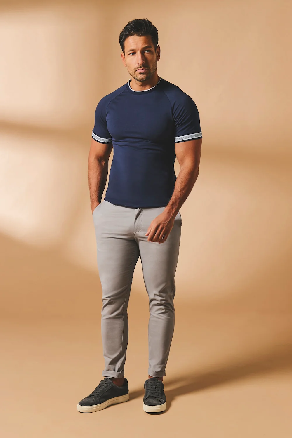 Tipped Fashion Fit T-Shirt in Navy and White - Image 3