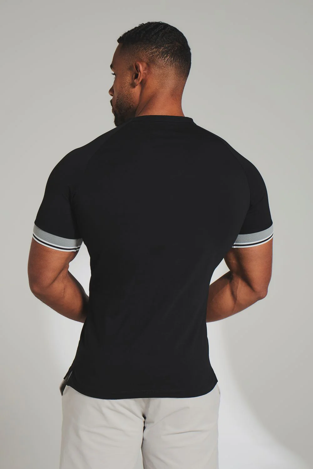 Tipped T-Shirt in Black and Charcoal/White - Image 6