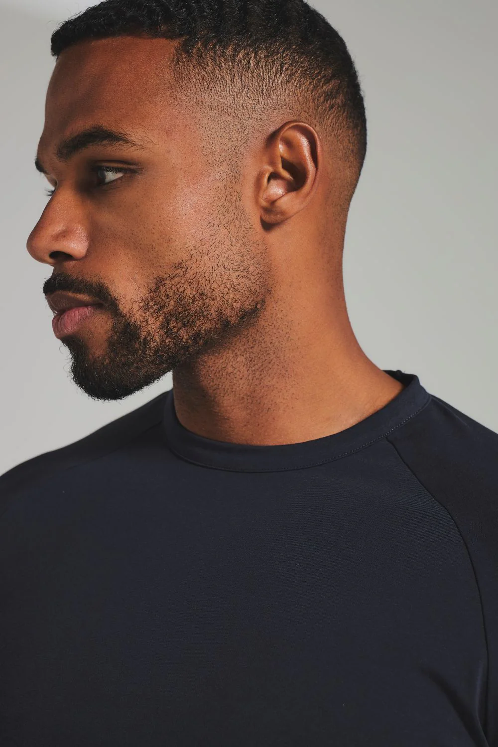 Tipped T-Shirt in Navy and Tan/WhIte - Image 3