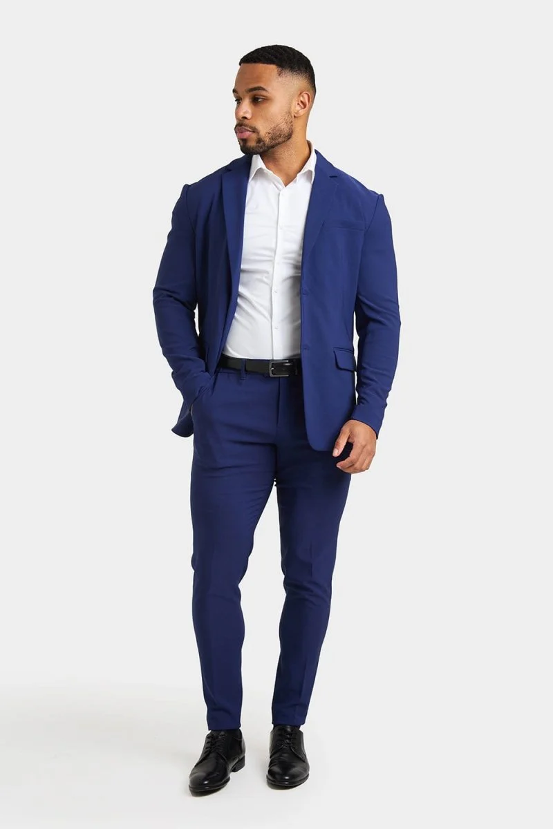 True Muscle Fit Tech Suit Jacket in Ink Blue - Image 5