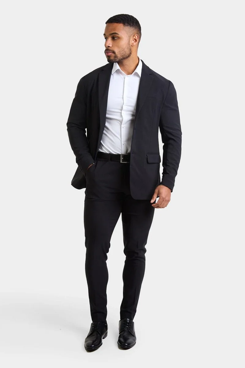 True Muscle Fit Tech Suit Trousers in Black - Image 2