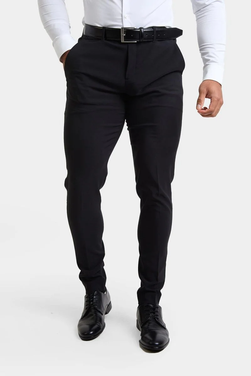 True Muscle Fit Tech Suit Trousers in Black - Image 4