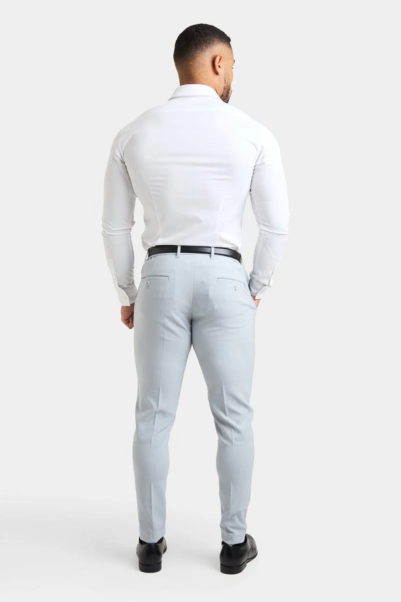 True Muscle Fit Tech Suit Trousers in Light Grey - Image 6