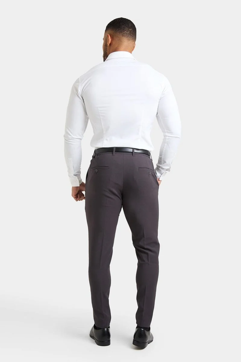 True Muscle Fit Tech Suit Trousers in Slate Grey - Image 7