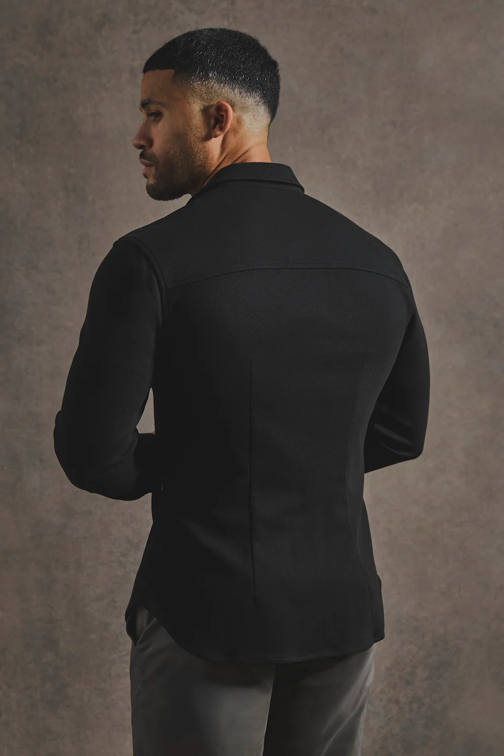 Twill Jersey Overshirt in Black - Image 6