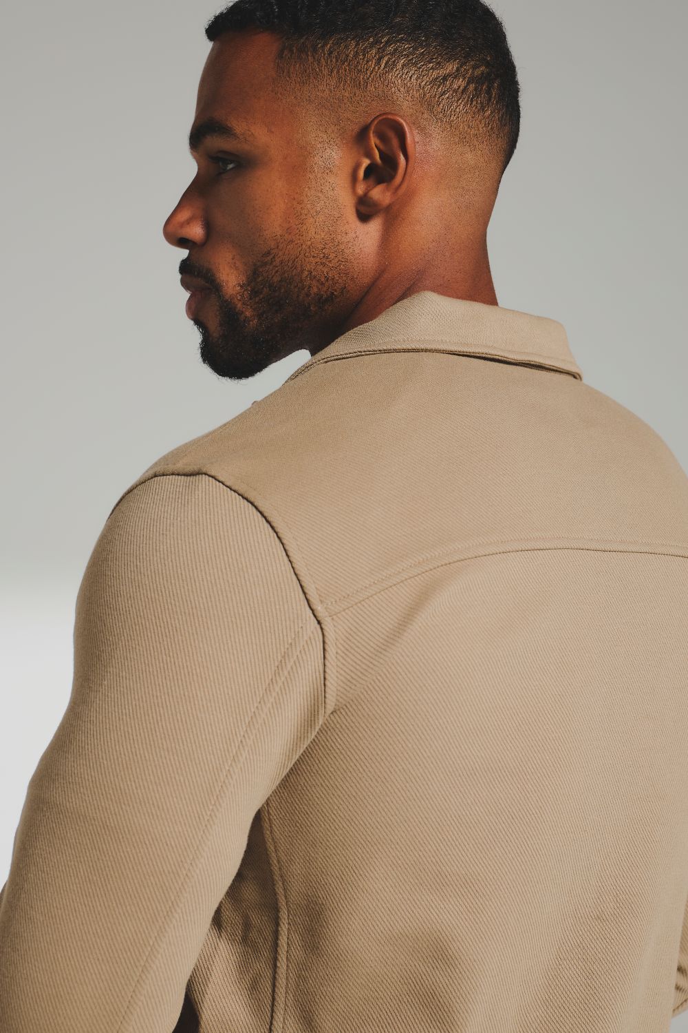 Twill Jersey Shacket in Dark Stone - Image 7