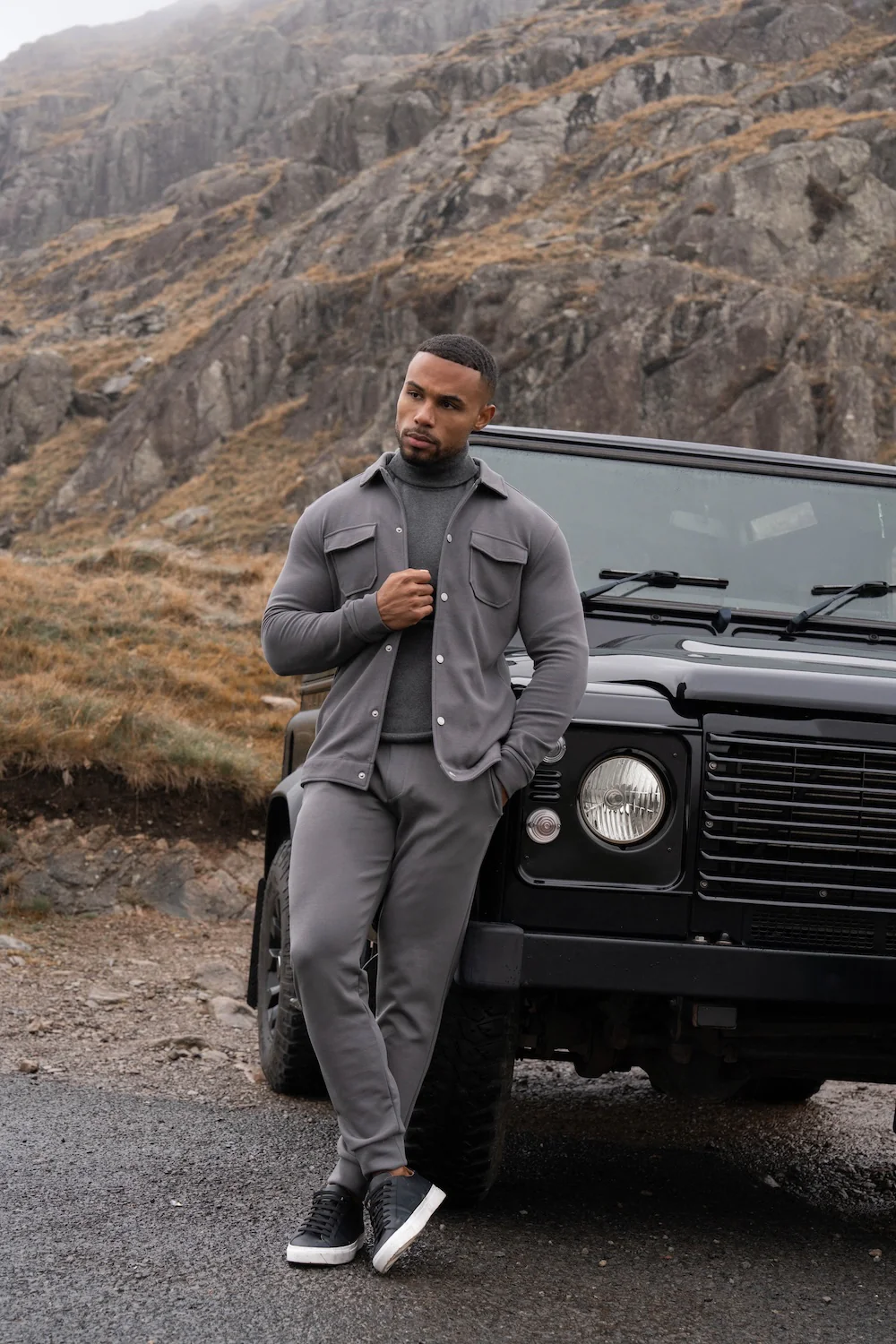 Twill Jersey Shacket in Steel Grey - Image 2