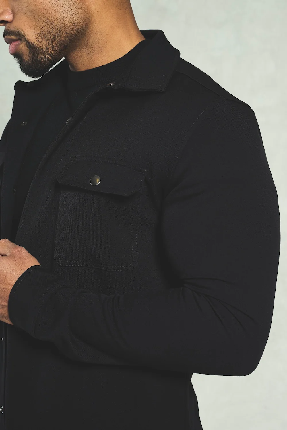 Twill Textured Shirt in Black - Image 2