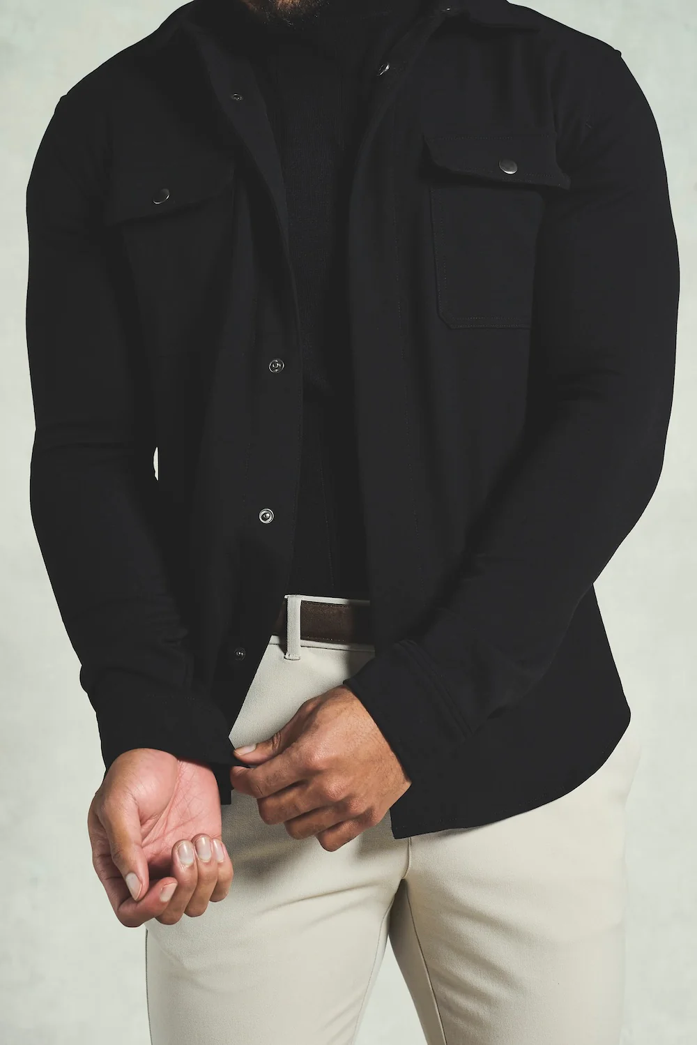 Twill Textured Shirt in Black - Image 4