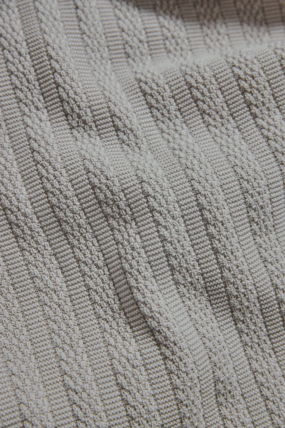 Vertical Stripe Knitted Open Collar Polo Shirt in Stone - Image 7